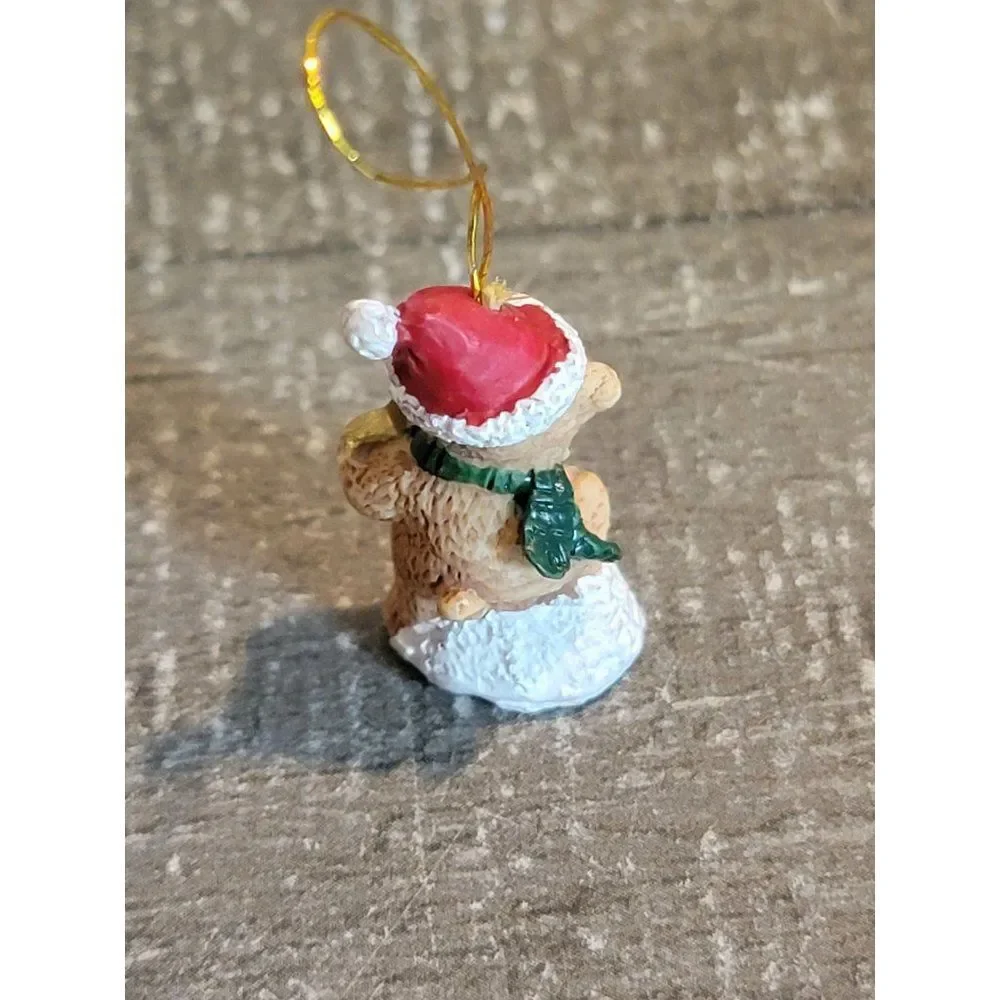 Mini teddy bear Santa hat star vintage ornament Xmas decor‎